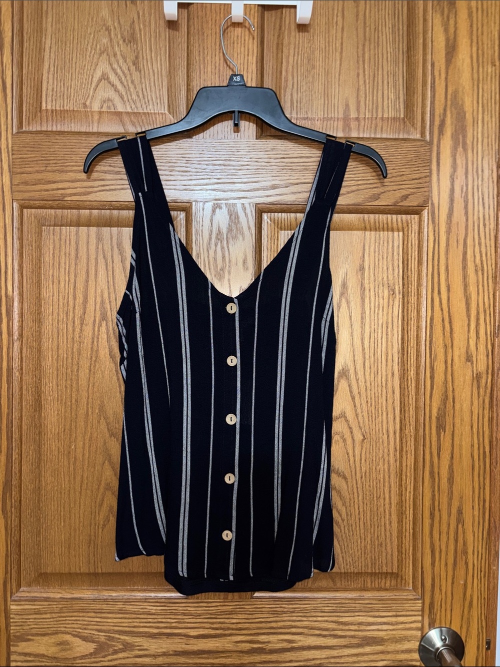 Maurices Black and Cream Striped Button-Front Tank